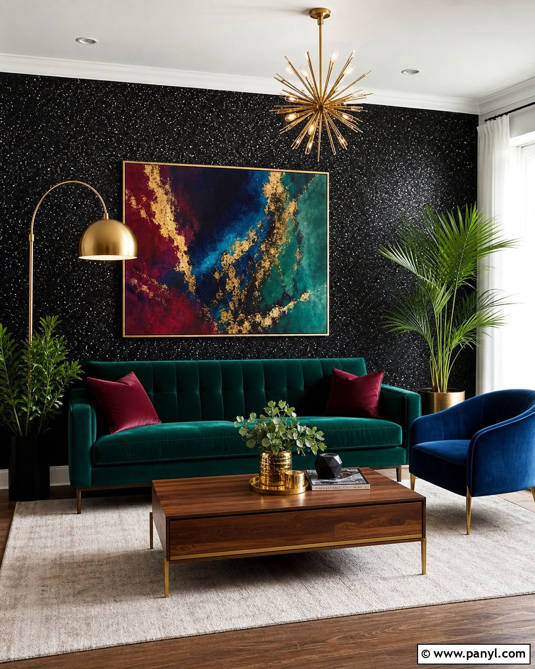 Black Glitter Wall With Jewel Tones - 30 black glitter wall ideas