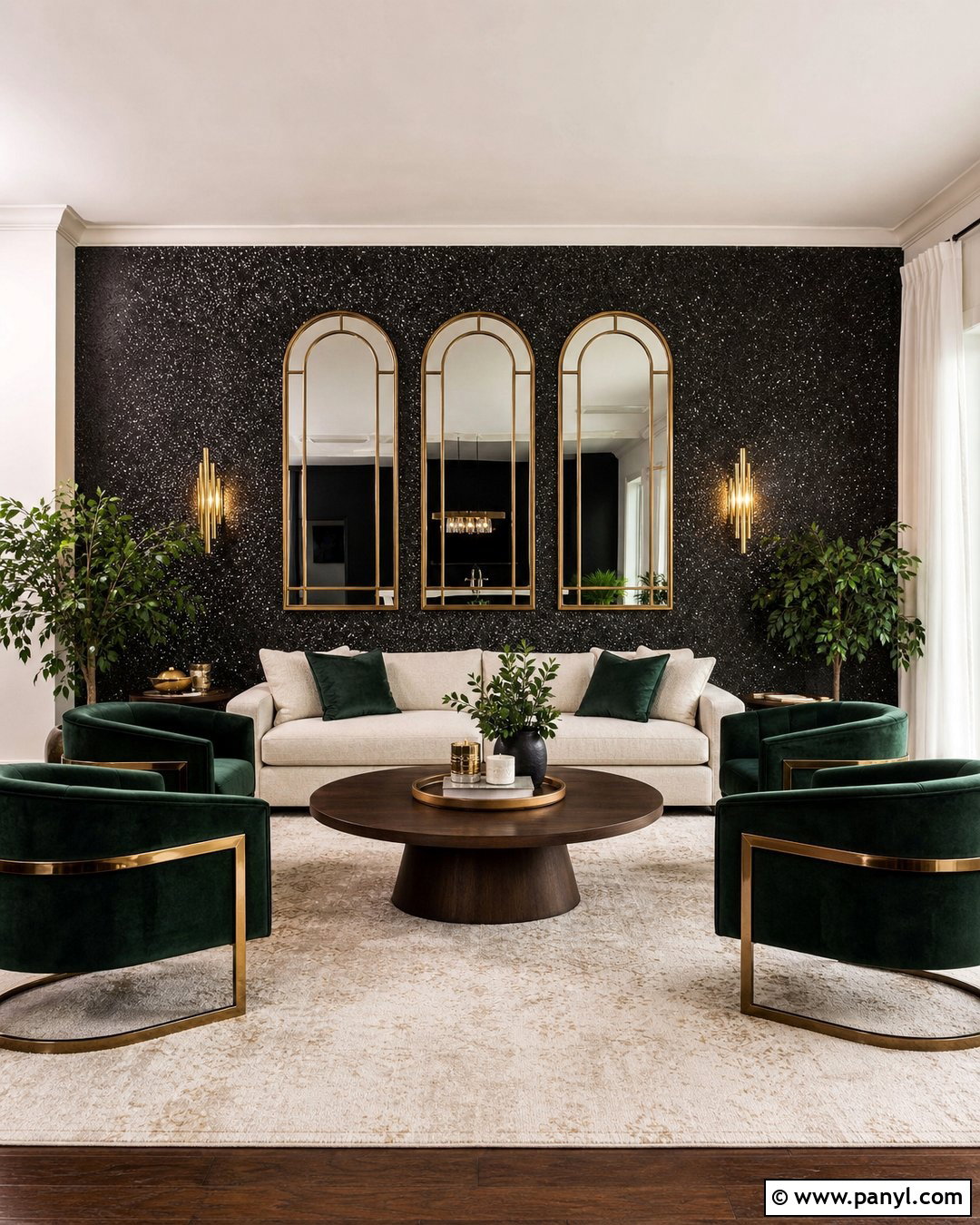 Black Glitter Wall With Mirrors - 30 black glitter wall ideas