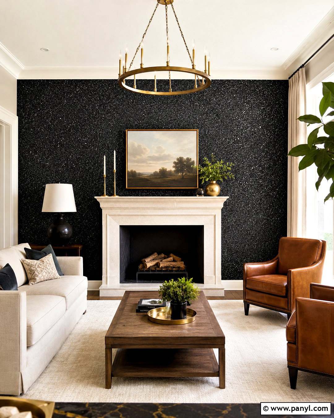 Black Glitter Wallpaper Fireplace Wall - 20 black glittery wallpaper ideas