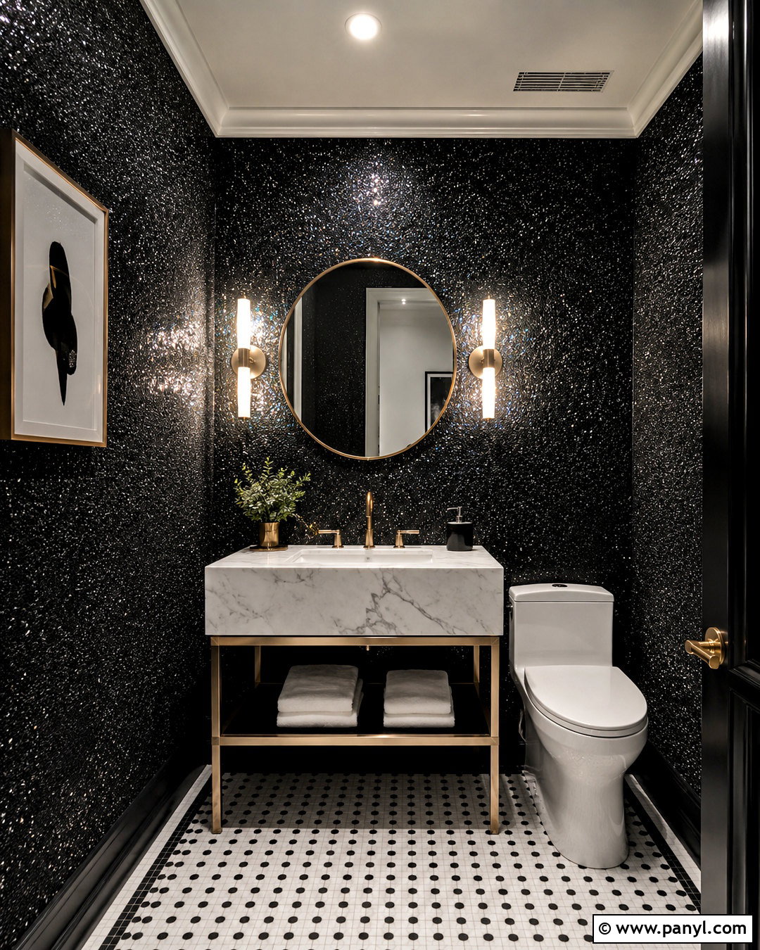 Black Glitter Wallpaper Powder Room - 20 black glittery wallpaper ideas
