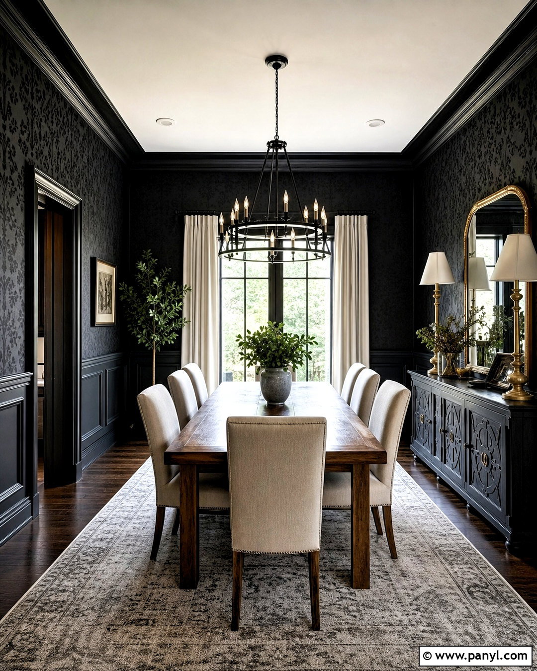 Black Gothic Damask Wallpaper Dining Room - 20 gothic damask pattern wallpaper ideas