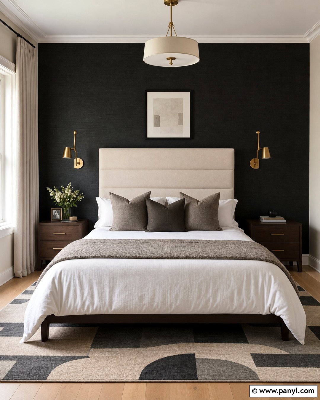 Black Grasscloth Wallpaper Bedroom Wall - 35 black feature wall bedroom ideas