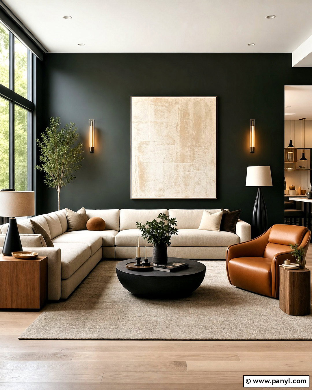 Black Green Feature Wall - 20 green feature wall living room ideas