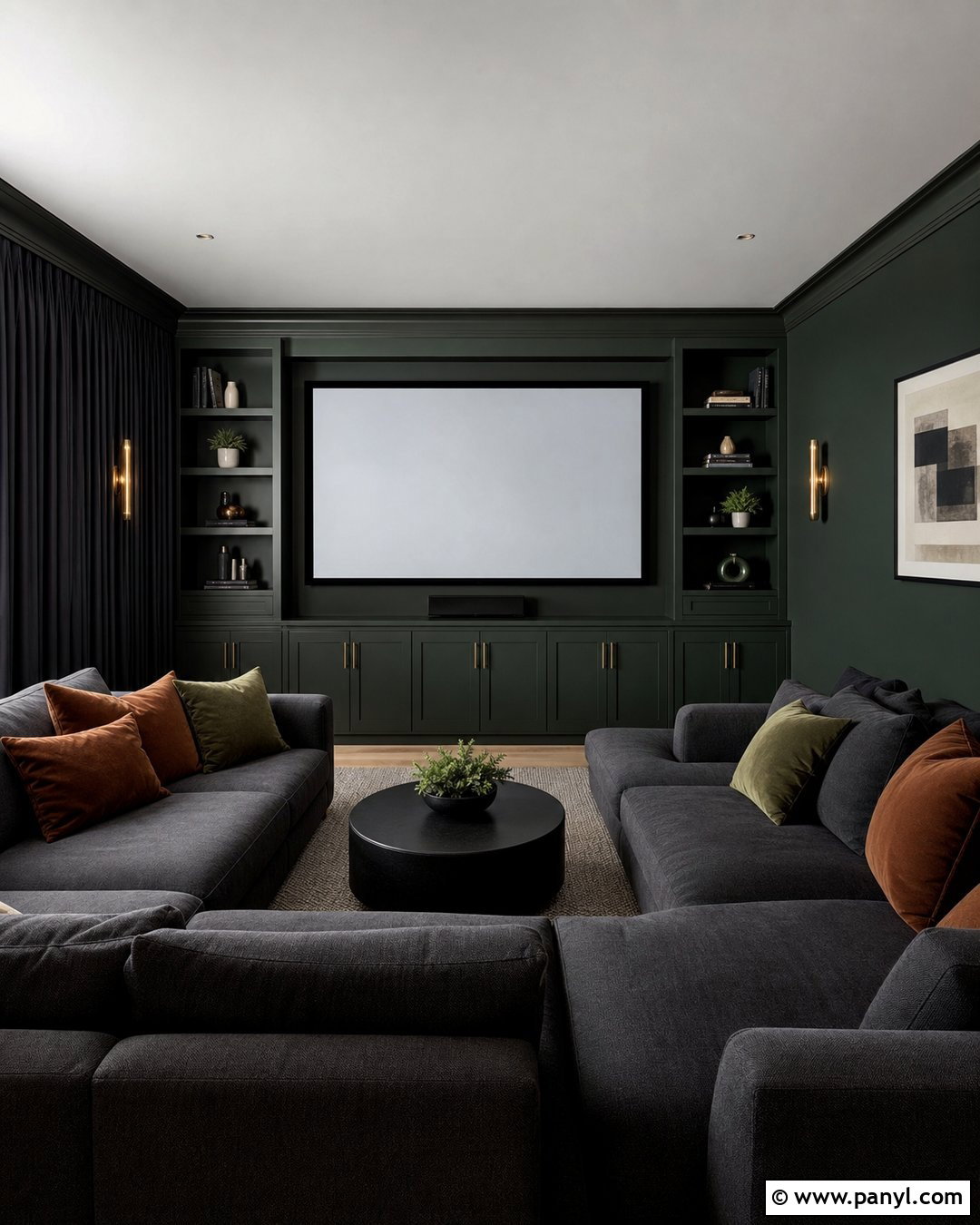 Black Green Media Room Walls - 30 green wall colors