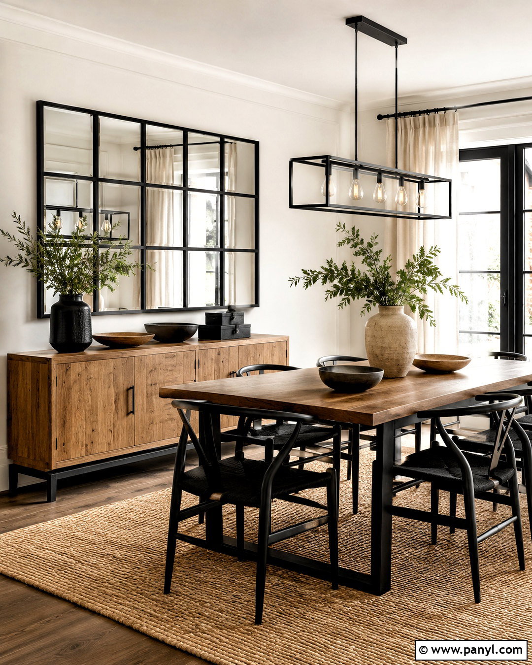 Black Grid Mirror Dining Room Wall - 20 mirror wall decor ideas