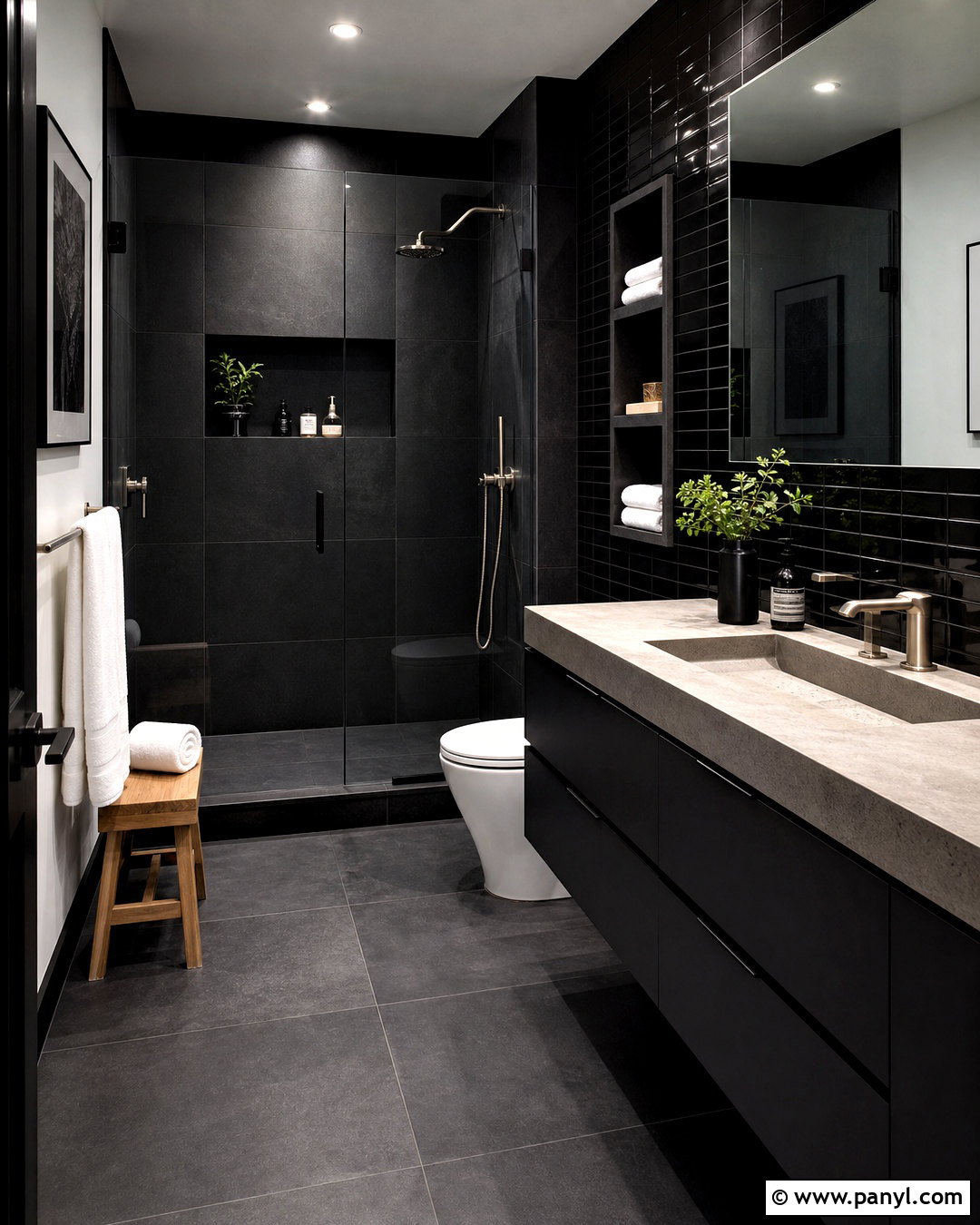 Black Guest Bathroom With Black Tile - 20 black guest bathroom ideas