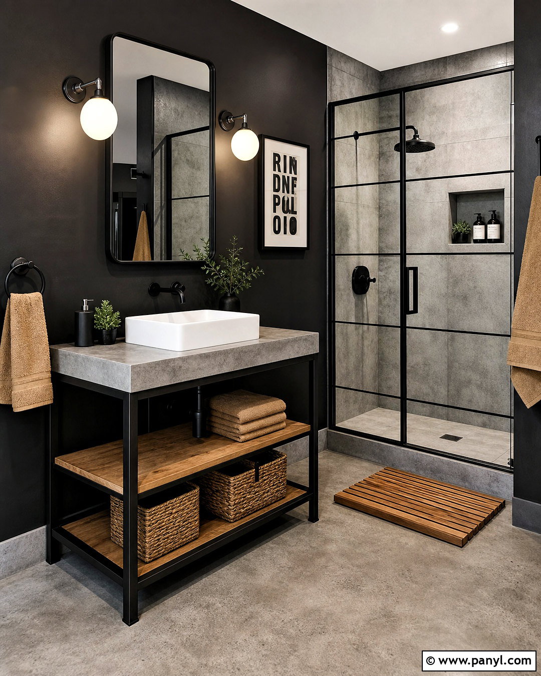 Black Guest Bathroom With Concrete - 20 black guest bathroom ideas