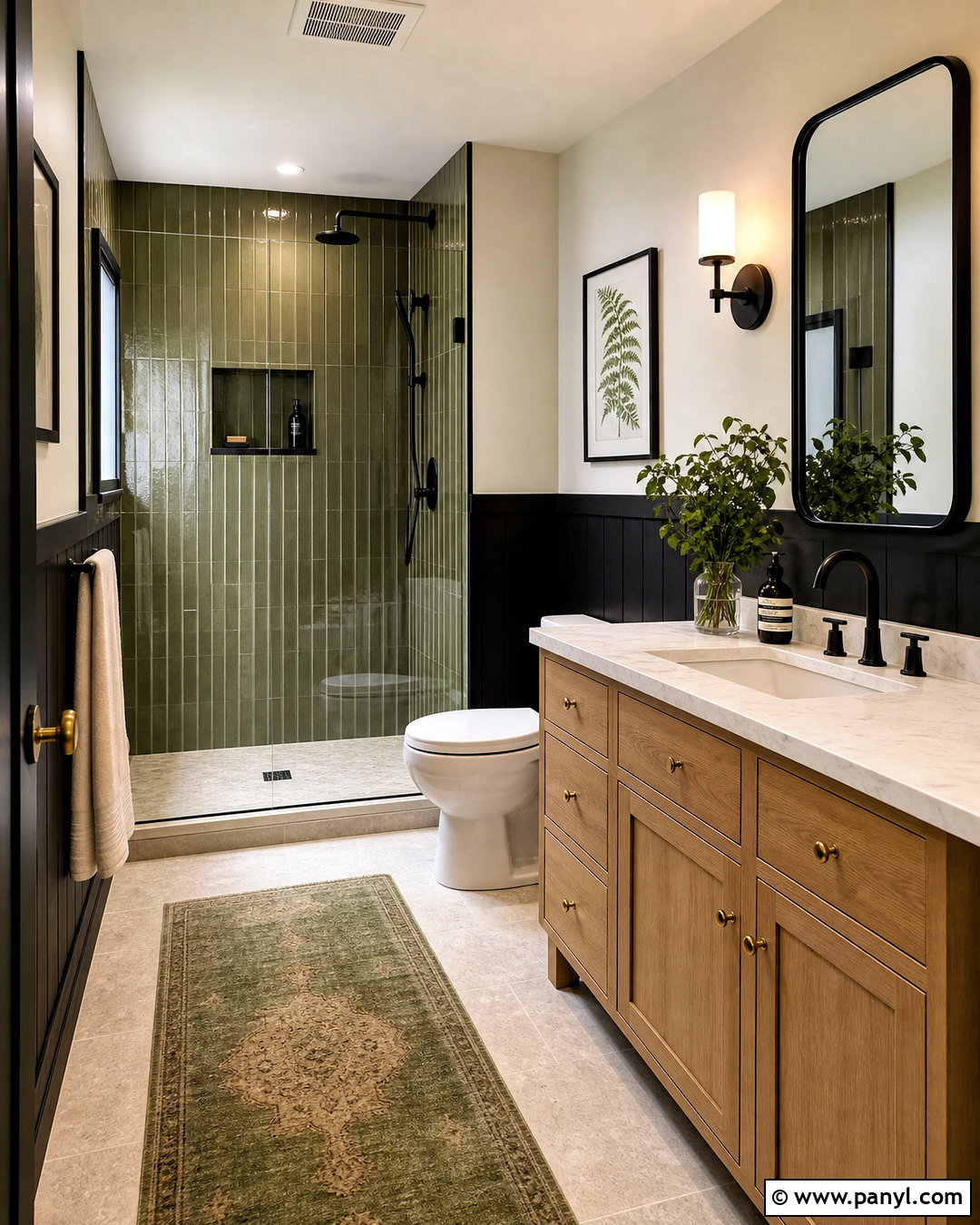Black Guest Bathroom With Green Accents - 20 black guest bathroom ideas