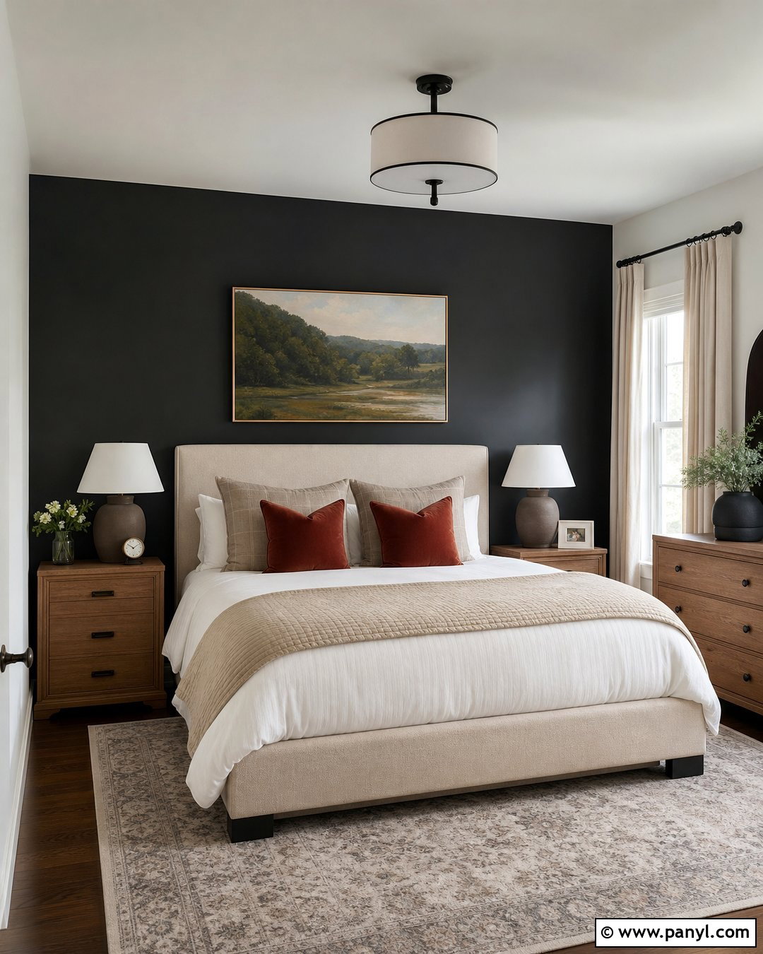 Black Guest Bedroom Wall - 20 Painting One Wall Black Ideas