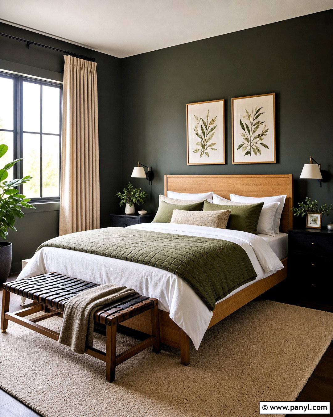Black Guest Room With Green Accents - 20 black room design ideas