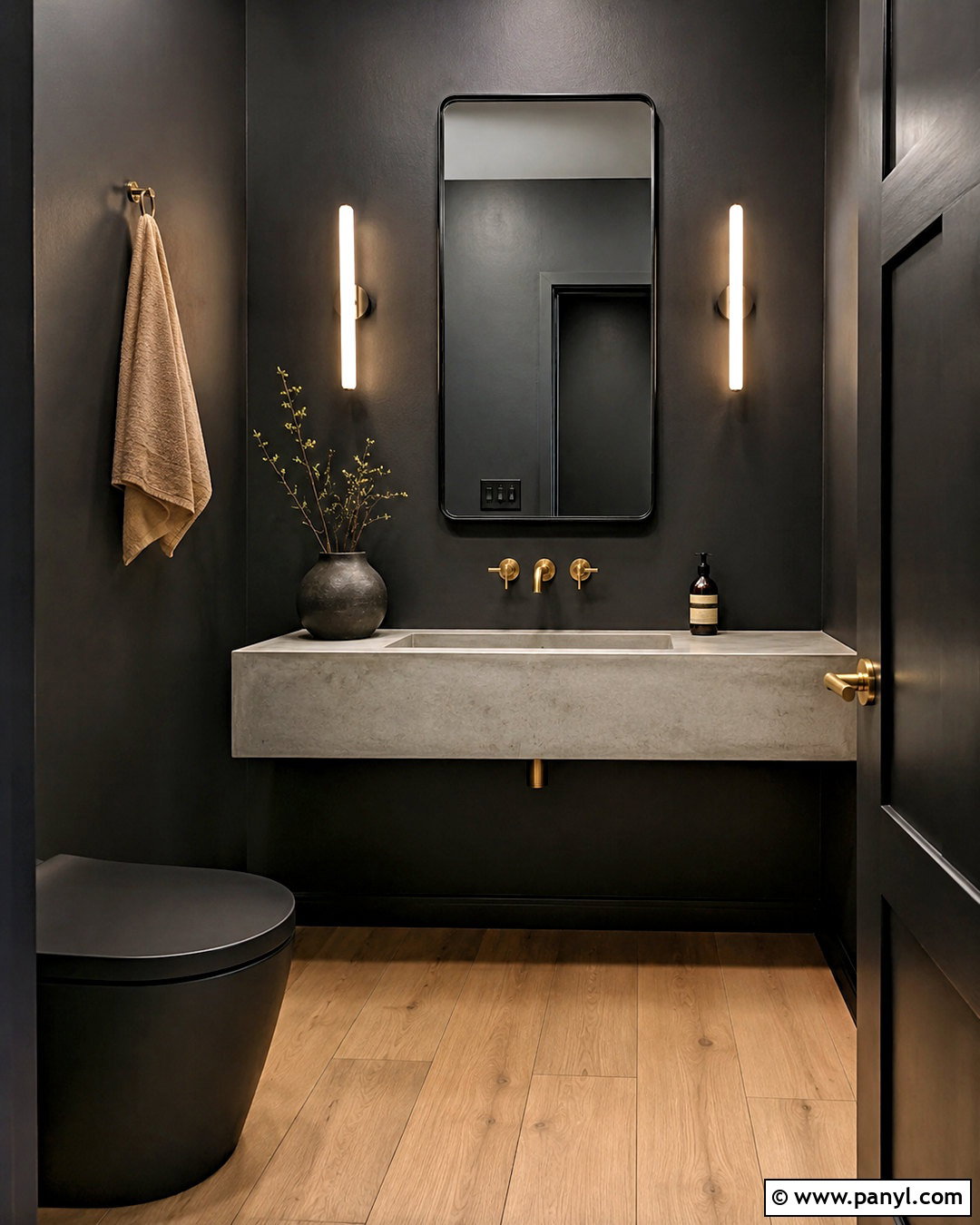 Black Half Bath With Concrete Vanity - 20 black half bath ideas