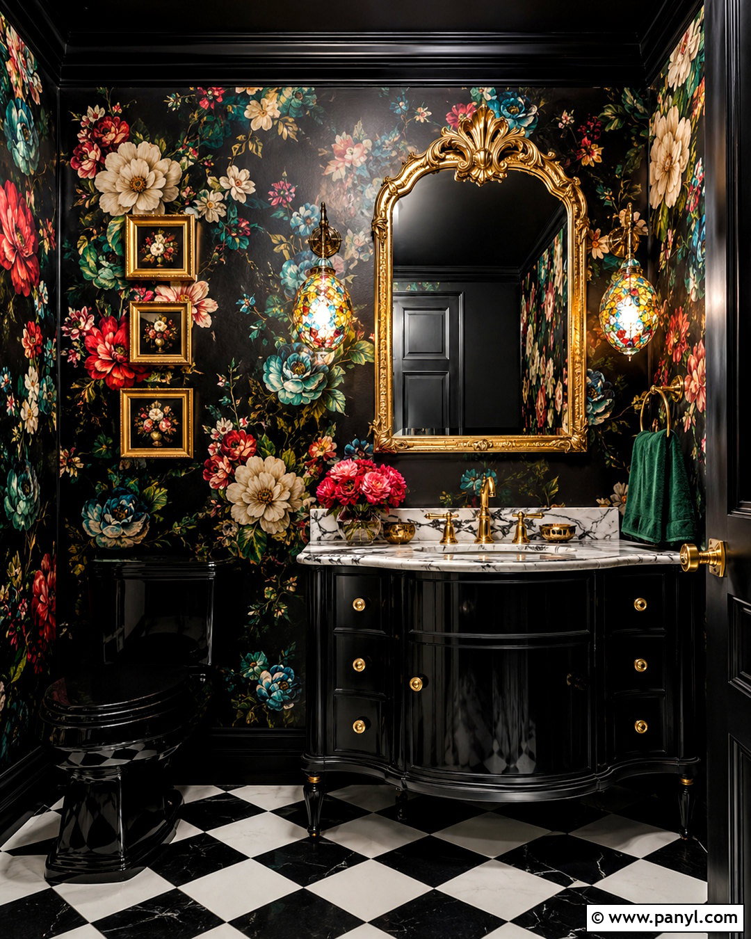 Black Half Bath With Maximalist Decor - 20 black half bath ideas
