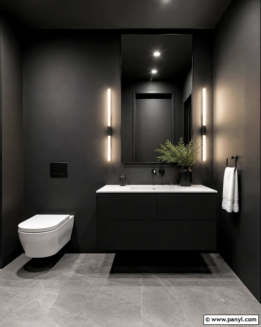 Black Half Bath With Modern Minimalist Decor - 20 black half bath ideas