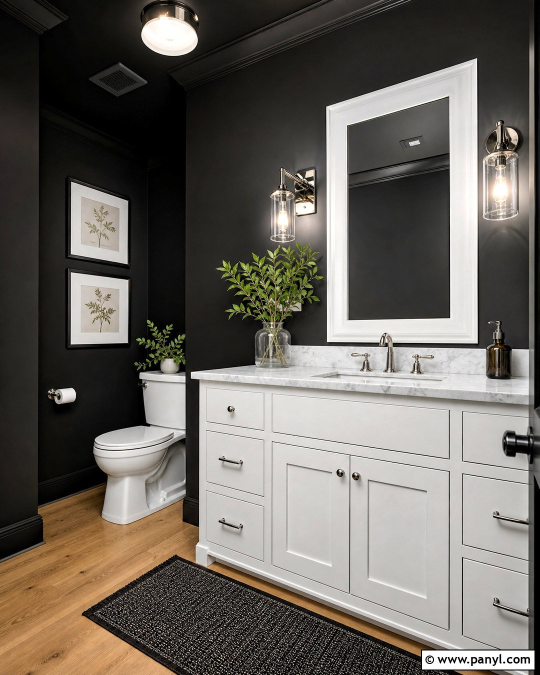 Black Half Bathroom With White Vanity - 20 black half bathroom ideas