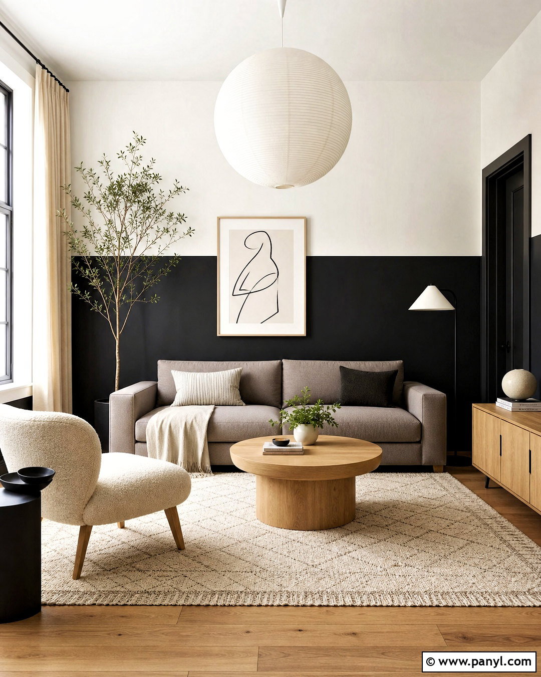 Black Half Painted Wall Living Room - 20 half painted wall living room ideas