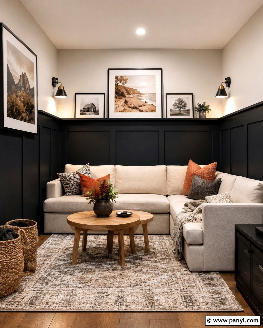 Black Half Wall Paneling - 20 Black Accent Wall Family Room Ideas