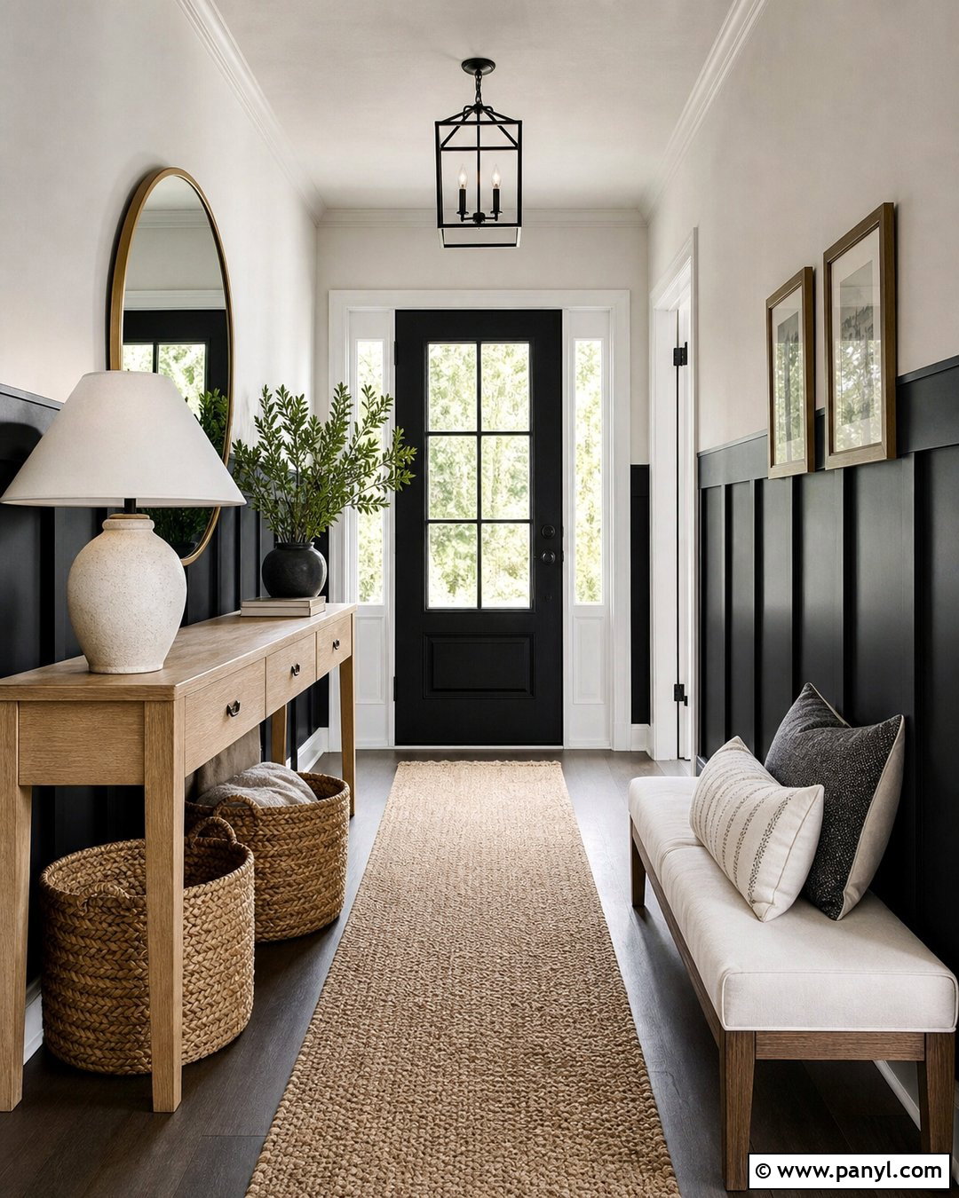 Black Half Wall With Warm White - 25 Half Wall Color Ideas