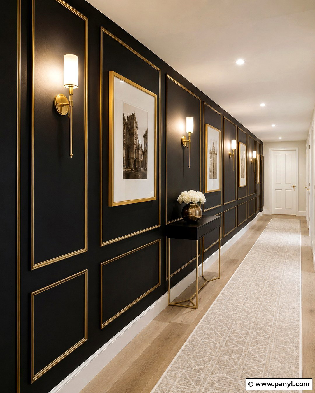 Black Hallway Wall With Gold Trim - 20 Black Walls Gold Trim Ideas