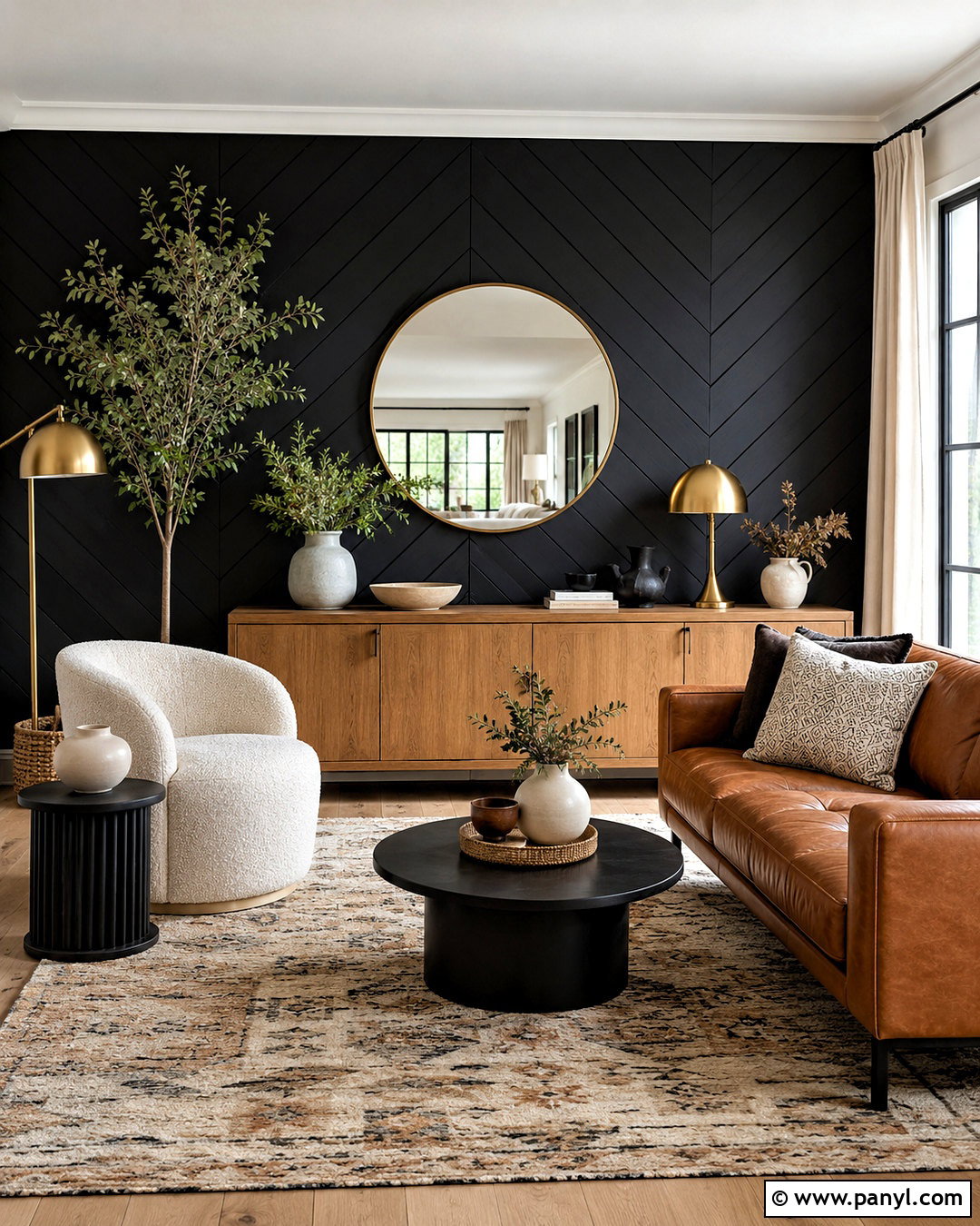Black Herringbone Shiplap Wall - 20 dark shiplap wall ideas