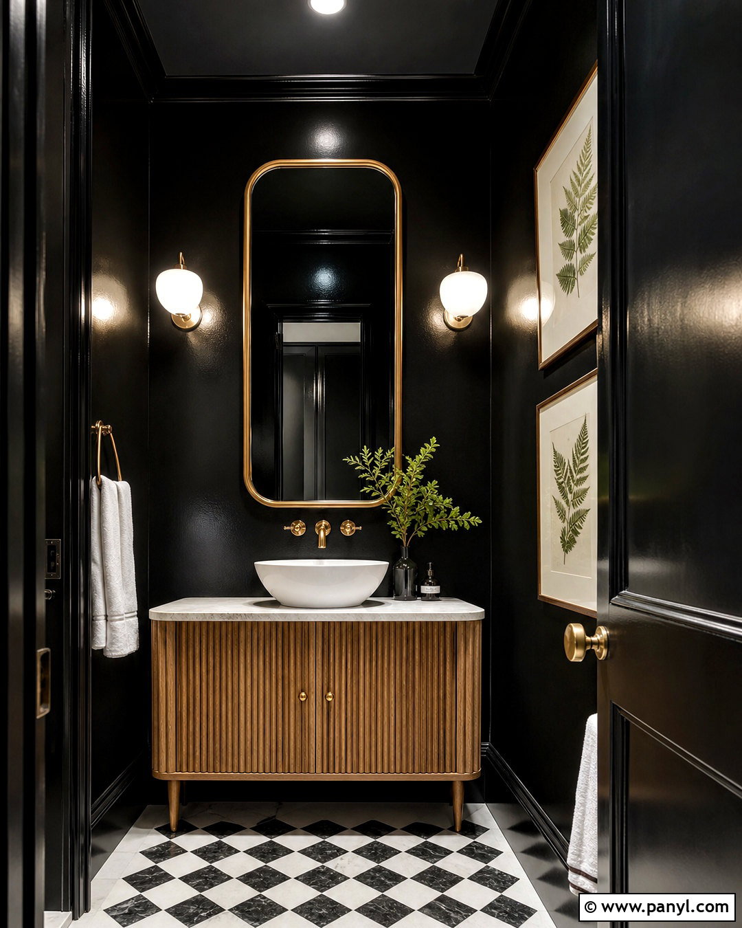 Black High Gloss Powder Room Walls - 20 high gloss walls