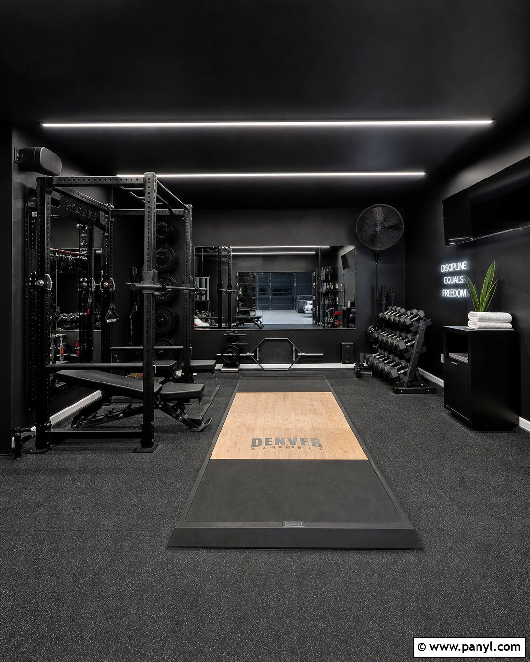 Black Home Gym Weight Room - 25 Black Walls Home Gym Ideas