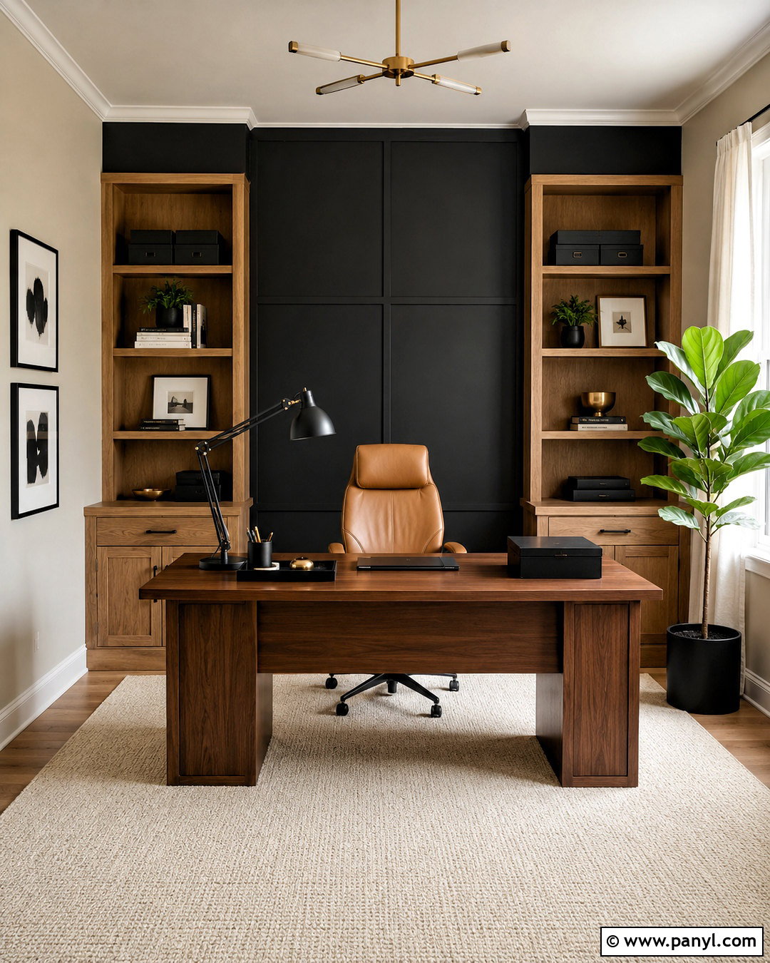 Black Home Office Wall - 40 Black Painted Walls