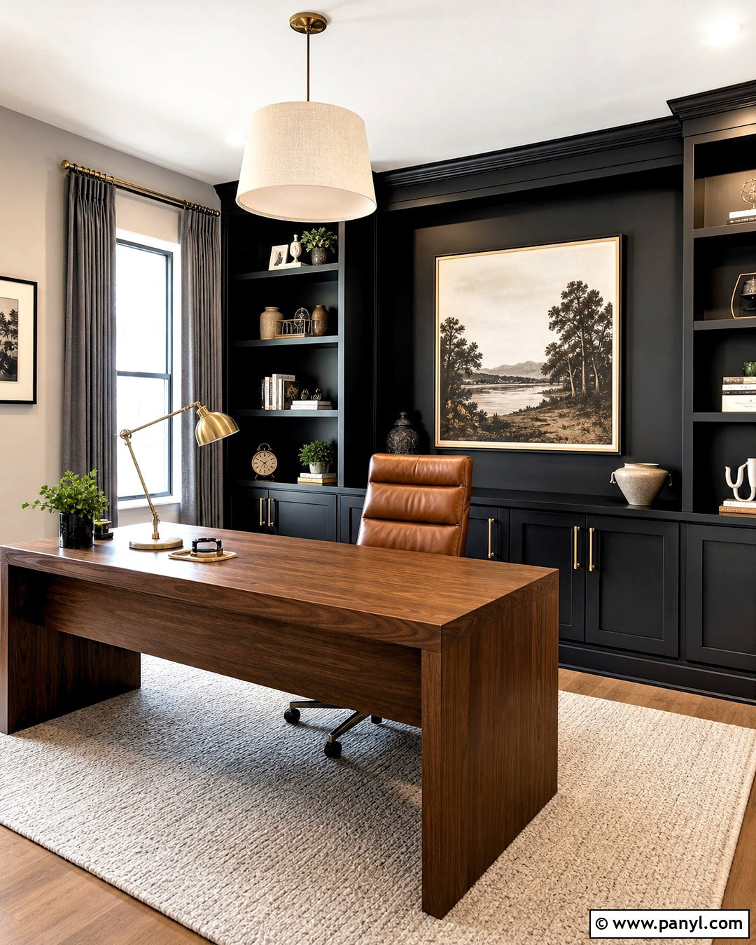 Black Home Office Wall - 20 black statement wall ideas