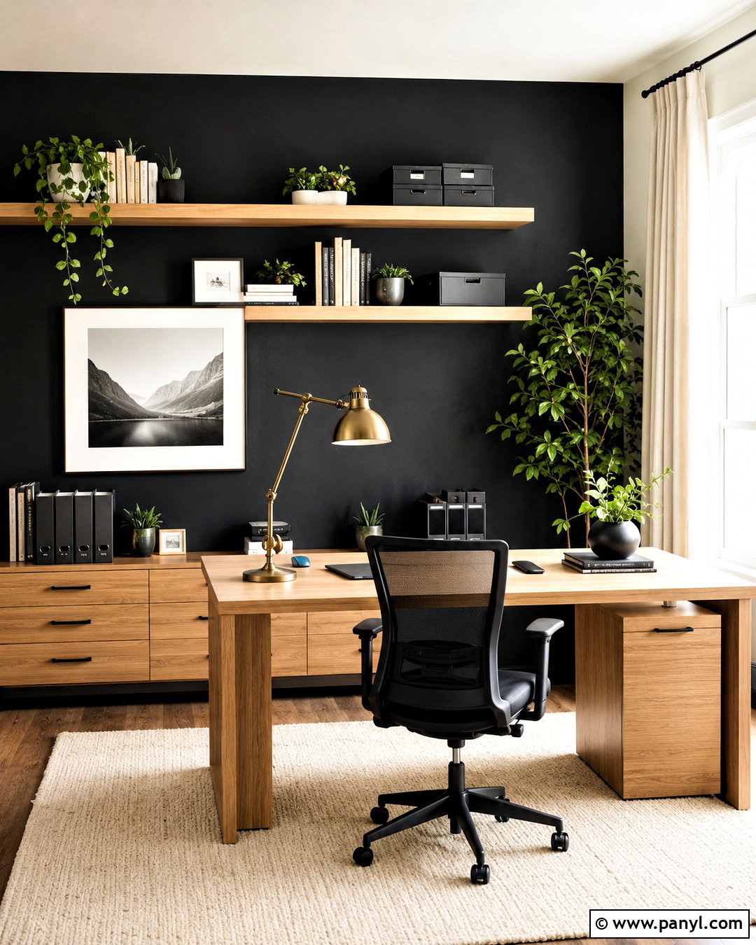 Black Home Office Wall - 20 black wall decor ideas