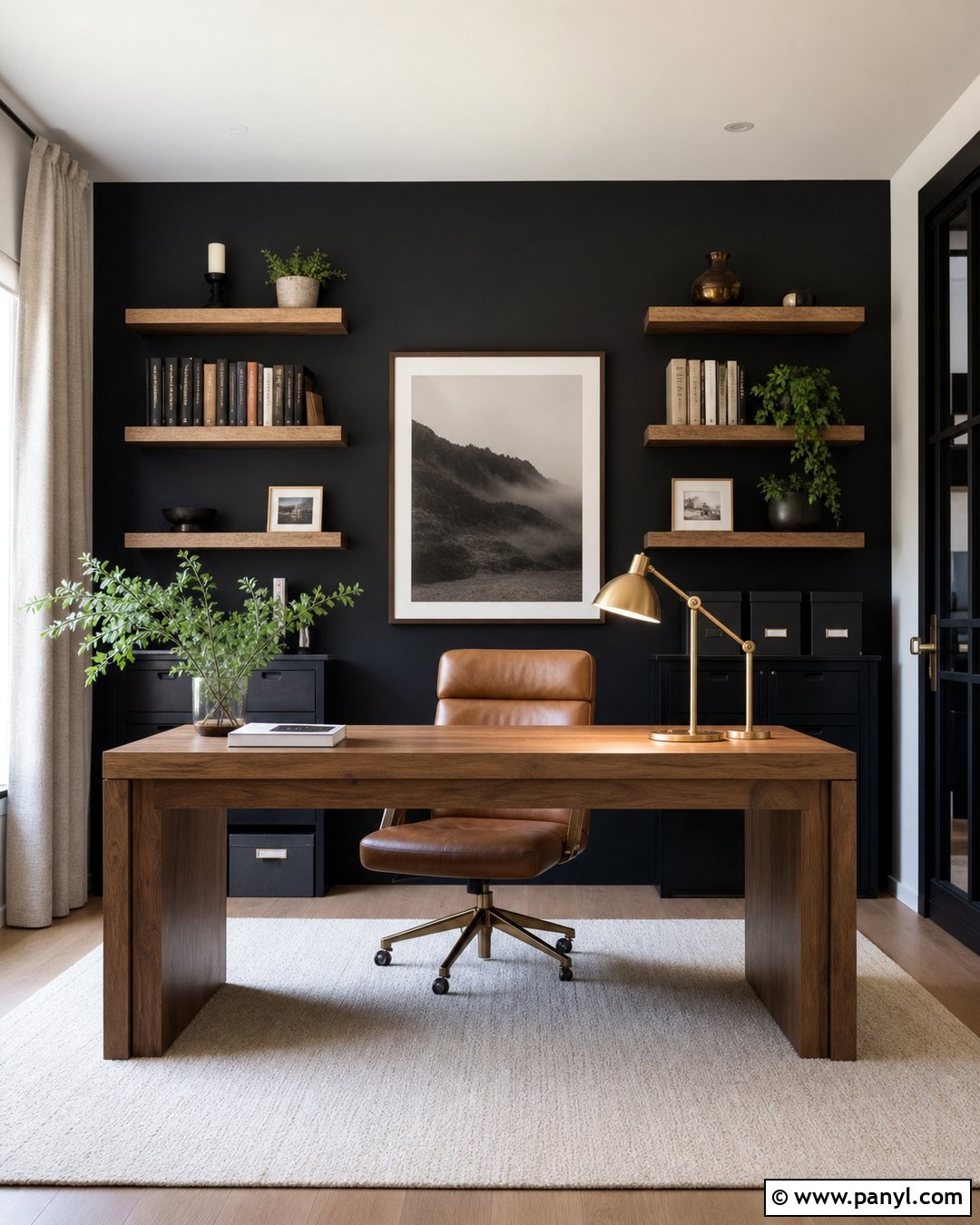 Black Home Office Wall - 20 Painting One Wall Black Ideas