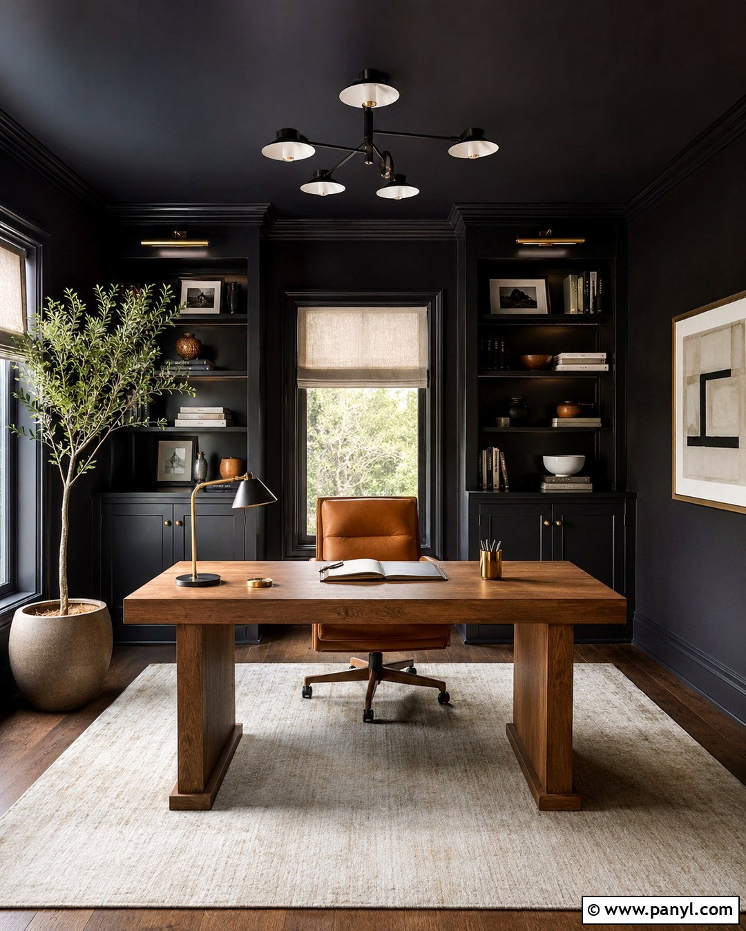 Black Home Office Walls And Ceiling - 20 Black Wall Black Ceiling Ideas