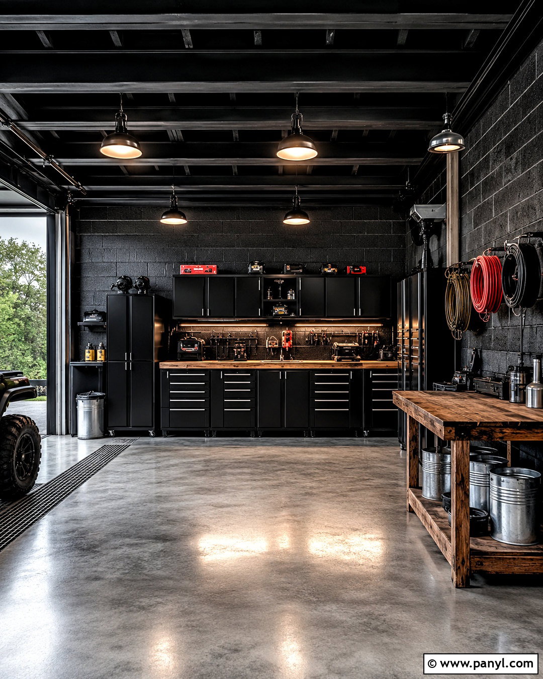 Black Industrial Garage Interior - 20 black garage interior ideas