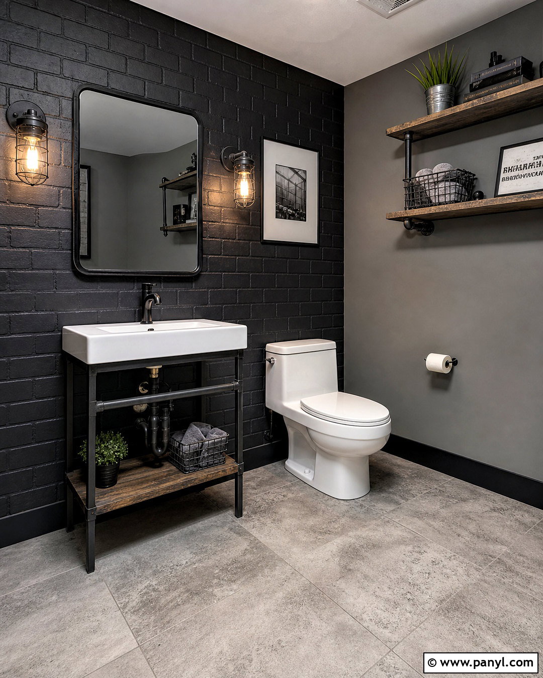 Black Industrial Half Bathroom - 20 black half bathroom ideas