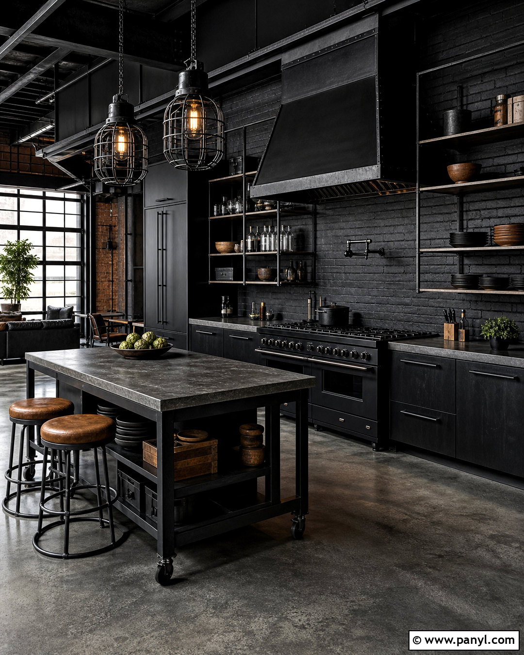 Black Industrial Kitchen - 20 all black kitchen ideas
