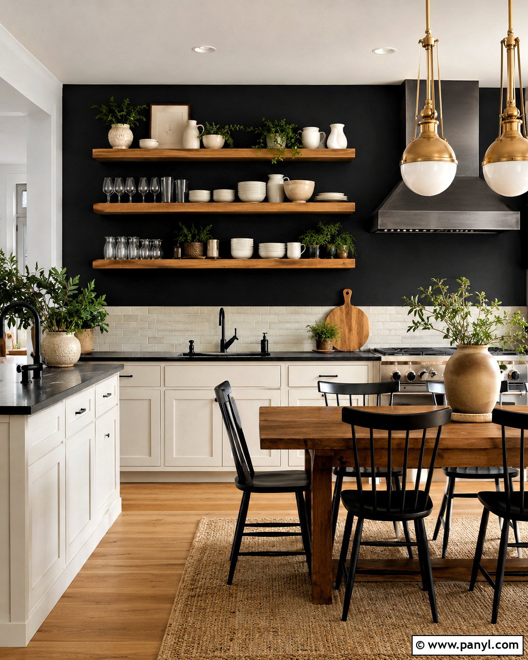 Black Kitchen Accent Wall - 40 Black Painted Walls