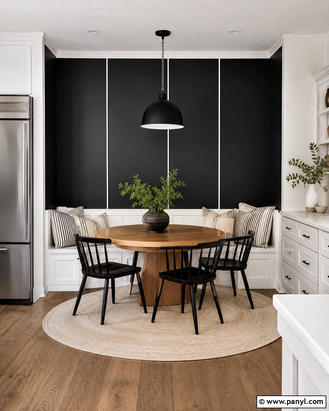 Black Kitchen Banquette Accent Wall - 20 White And Black Accent Wall Ideas