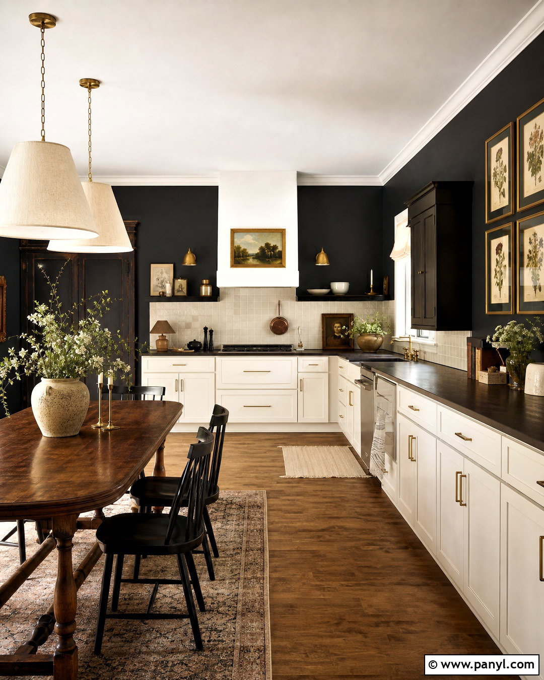 Black Kitchen Wall With Cream Cabinets - 20 black kitchen wall ideas