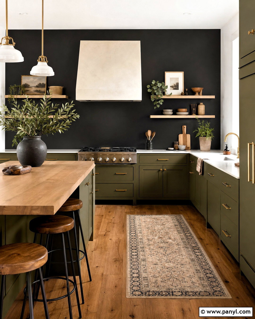 Black Kitchen Wall With Green Cabinets - 20 black kitchen wall ideas