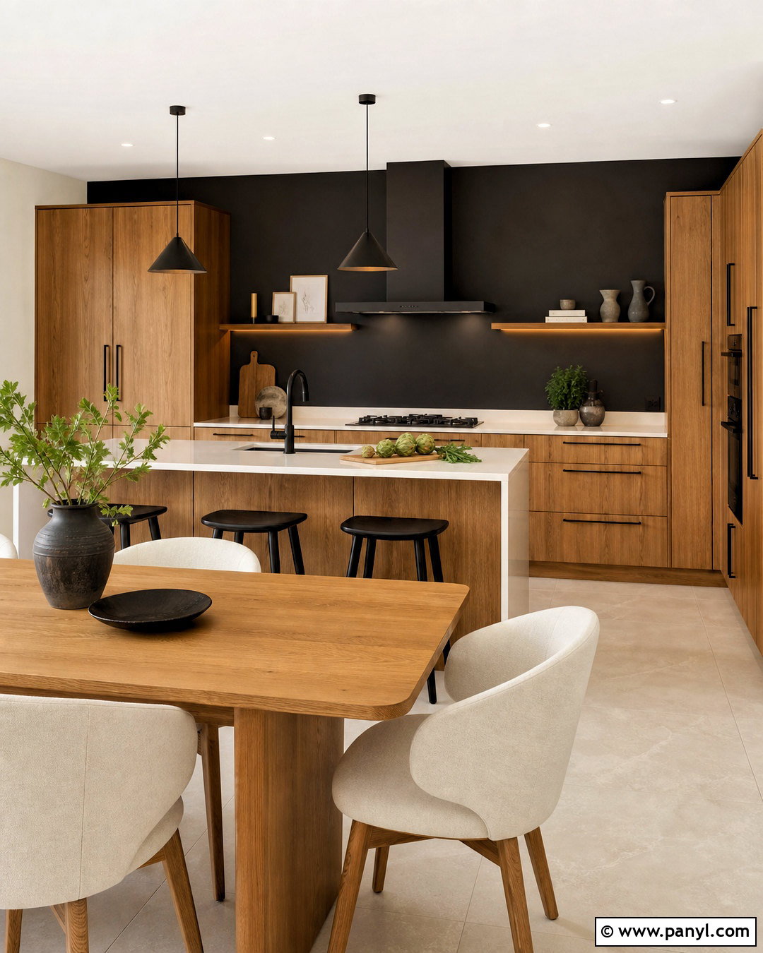 Black Kitchen Wall With Oak Cabinets - 20 black kitchen wall ideas