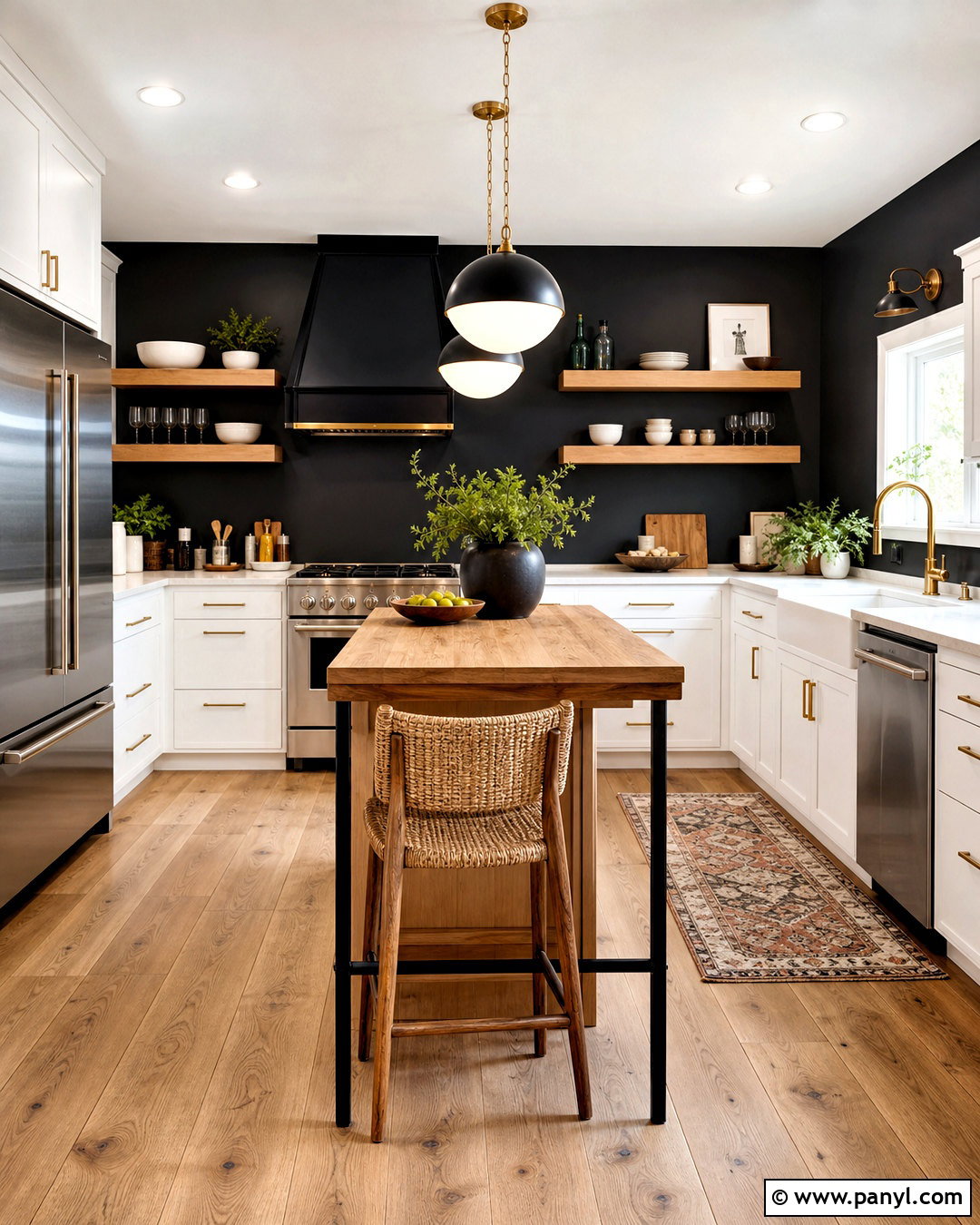 Black Kitchen Wall With White Cabinets - 20 black interior walls