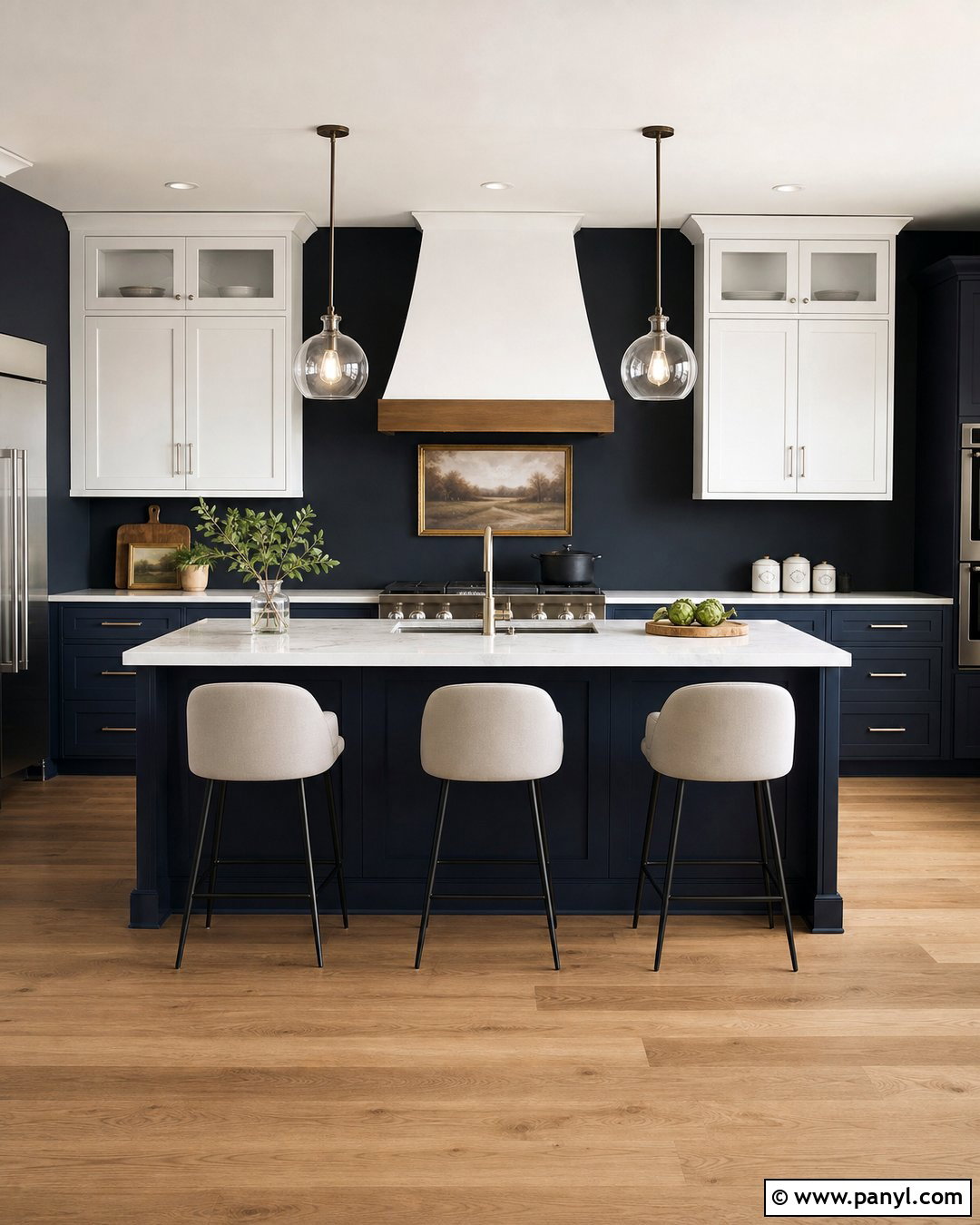 Black Kitchen Walls With Blue Cabinets - 20 Contemporary Kitchen Black Walls