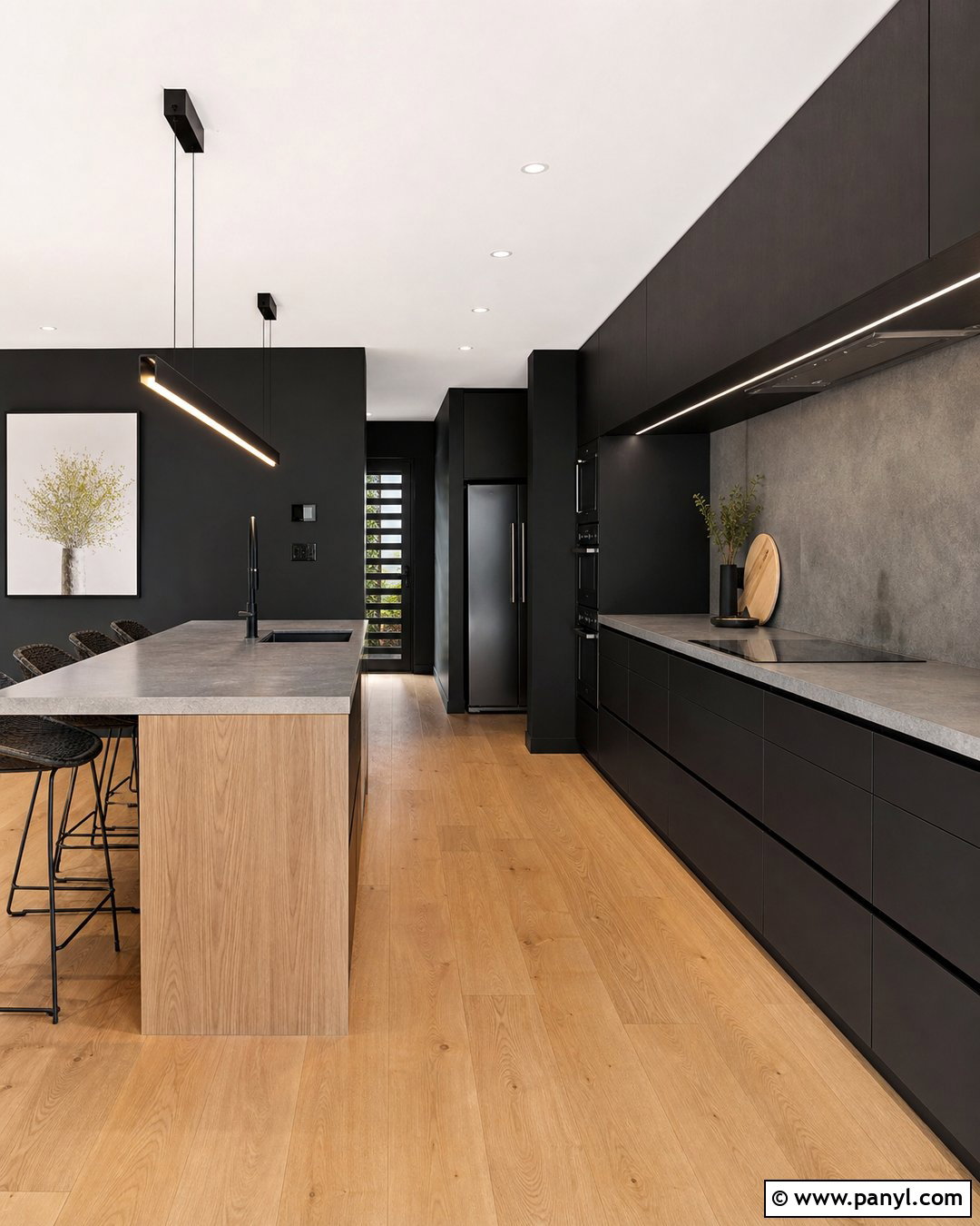 Black Kitchen Walls With Concrete Counters - 30 black walls kitchen ideas