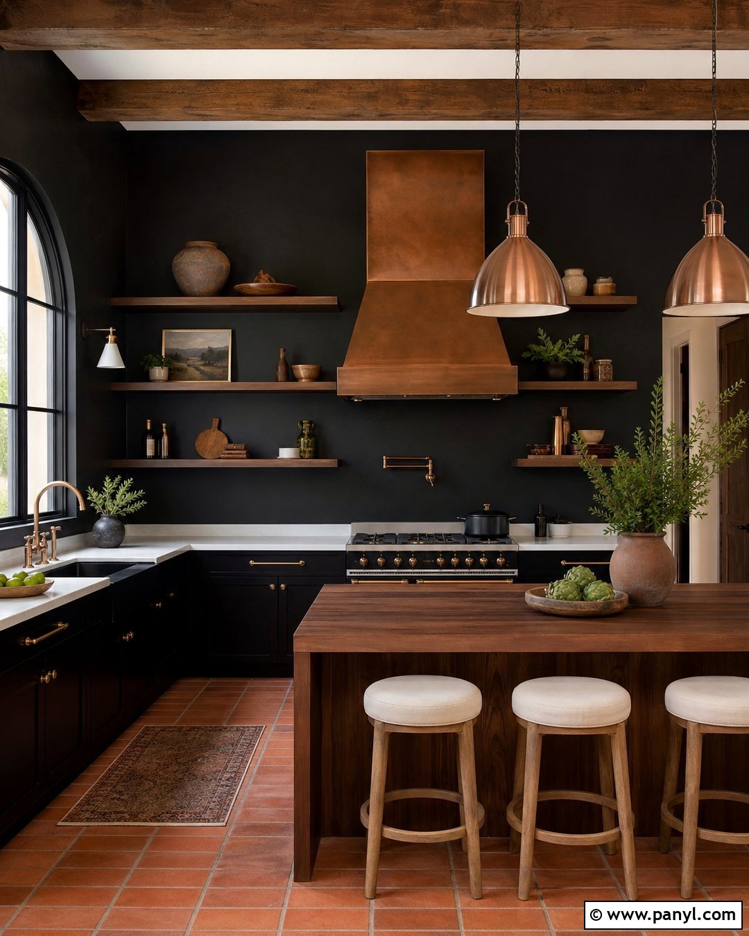 Black Kitchen Walls With Copper Accents - 30 black walls kitchen ideas