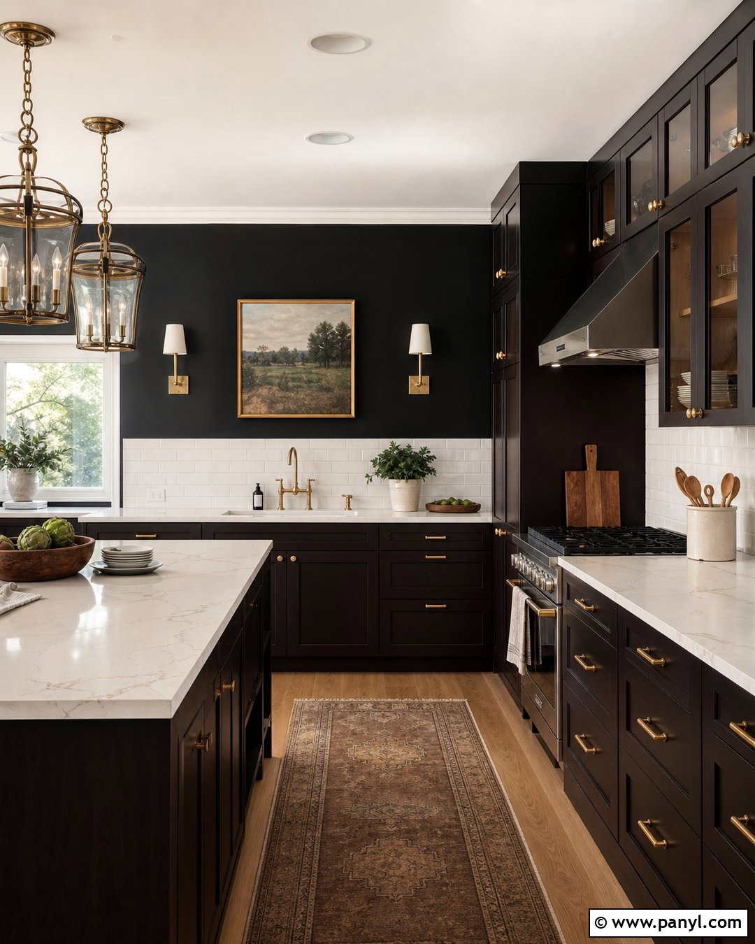 Black Kitchen Walls With Espresso Shaker Cabinets - 20 Black Kitchen Walls With Brown Cabinets