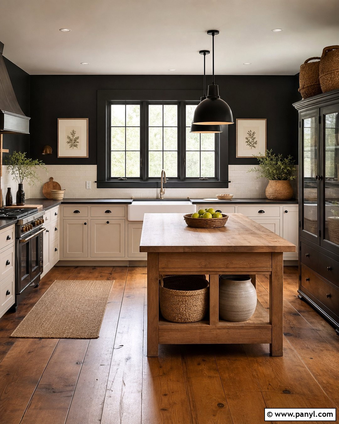 Black Kitchen Walls With Farmhouse Cabinets - 30 black walls kitchen ideas
