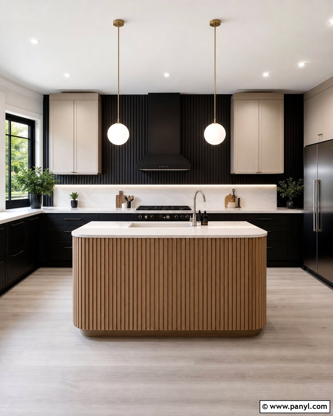 Black Kitchen Walls With Fluted Wood - 20 Contemporary Kitchen Black Walls