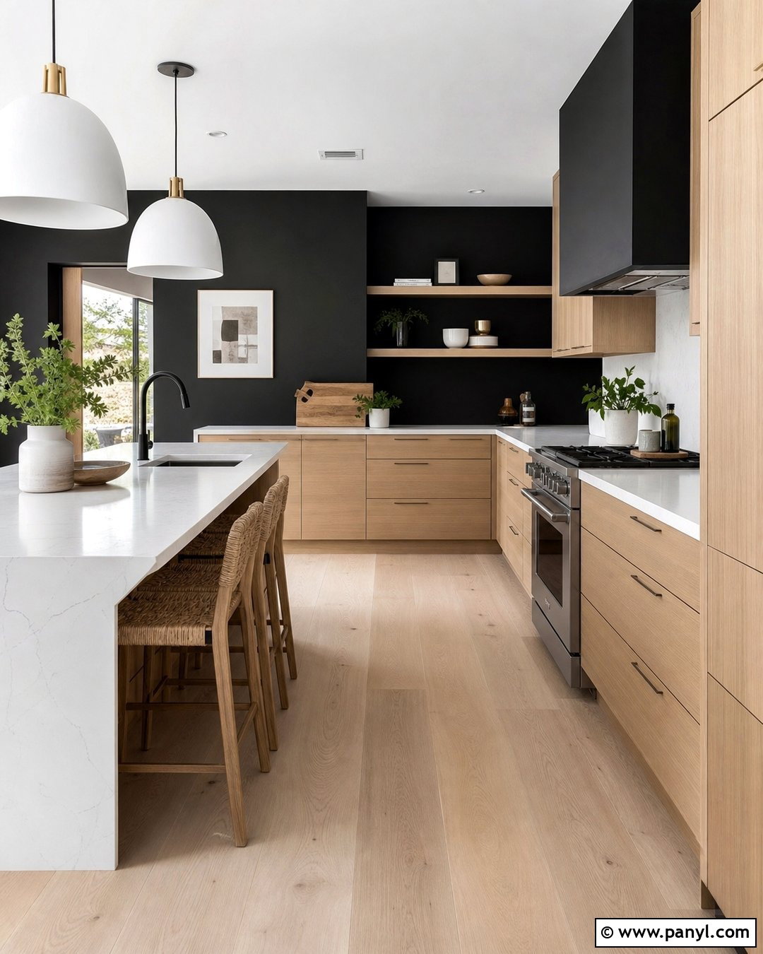 Black Kitchen Walls With Light Oak Cabinets - 20 Black Kitchen Walls With Brown Cabinets