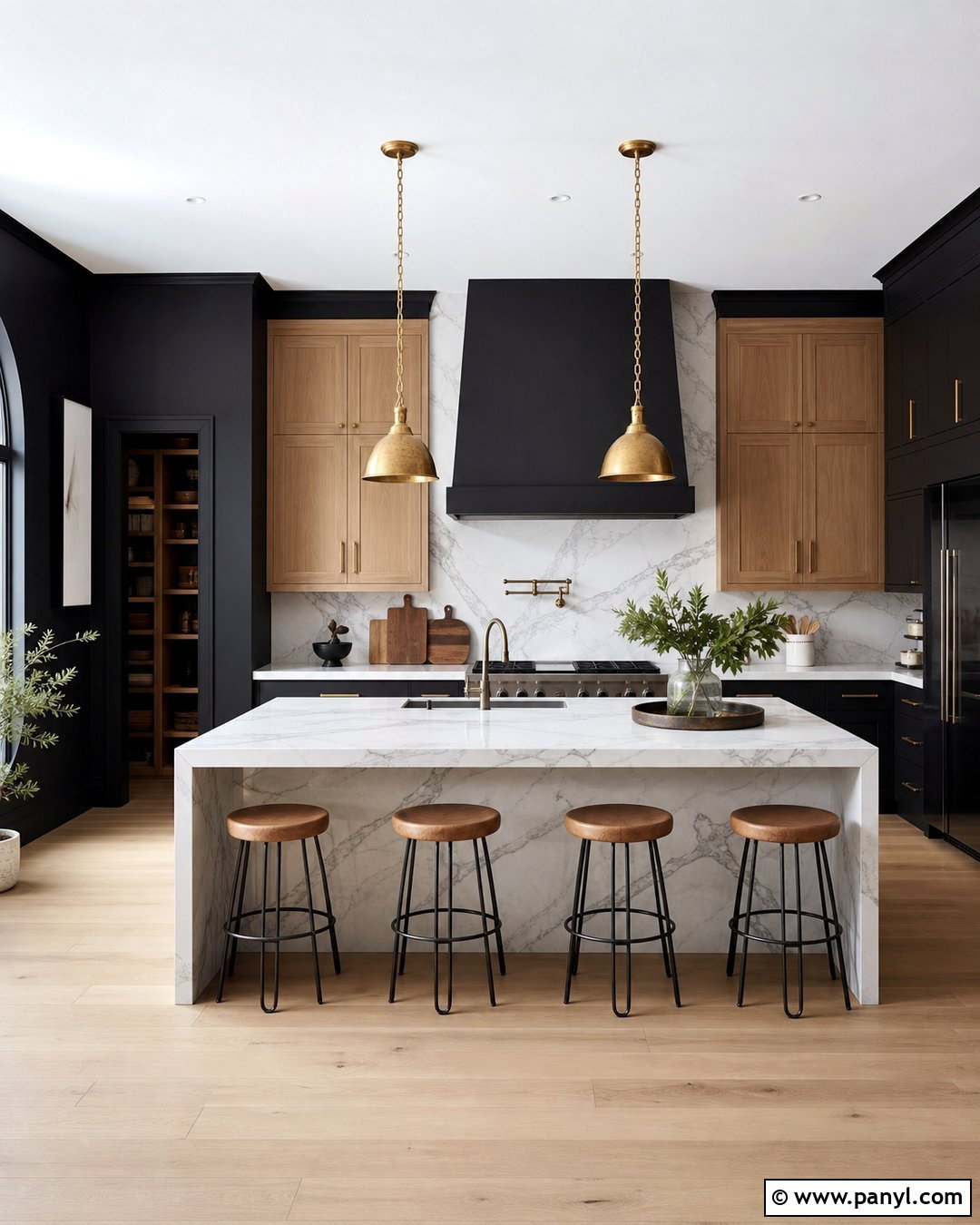 Black Kitchen Walls With Marble Backsplash - 30 black walls kitchen ideas