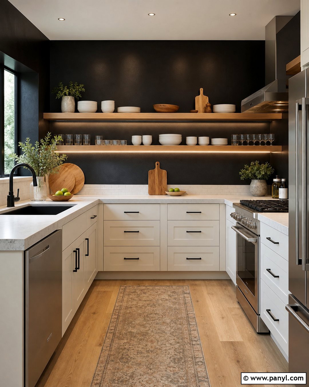 Black Kitchen Walls With Open Shelves - 30 black walls kitchen ideas
