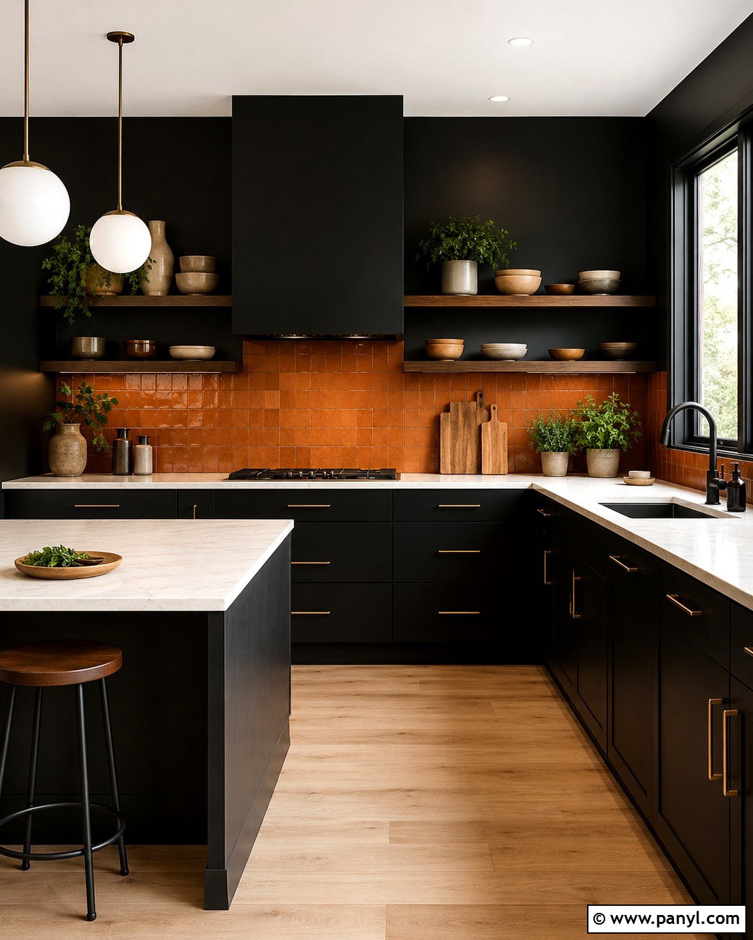 Black Kitchen Walls With Orange Backsplash - 20 black and orange walls
