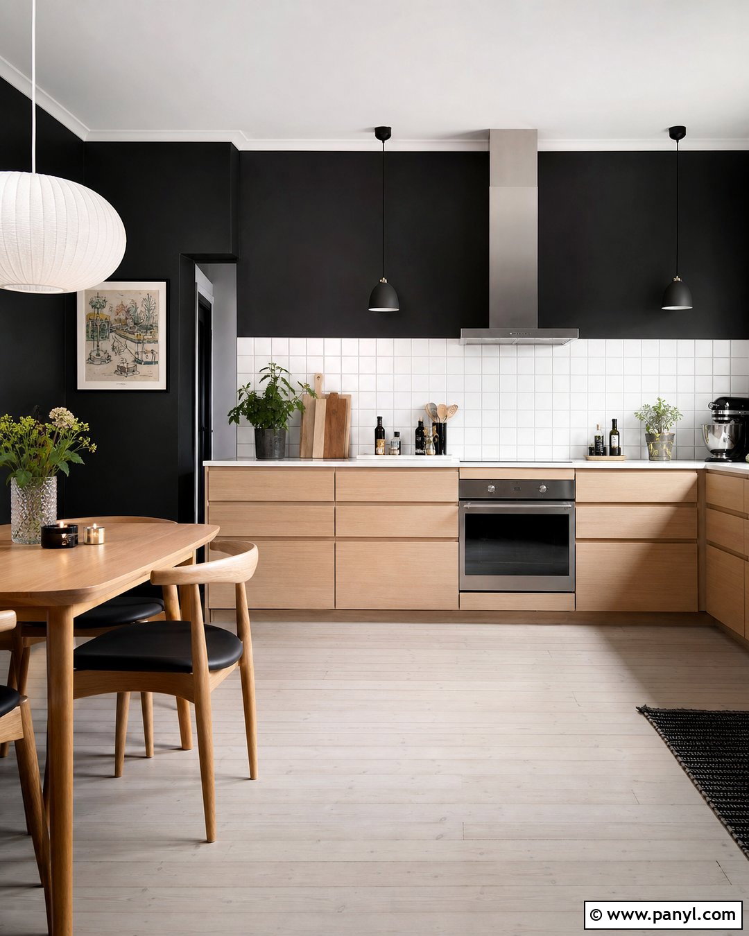 Black Kitchen Walls With Scandinavian Decor - 30 black walls kitchen ideas